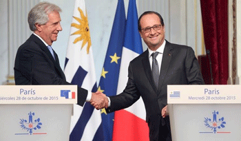 Tabaré Vázquez y François Hollande firmaron varios acuerdos de cooperación.