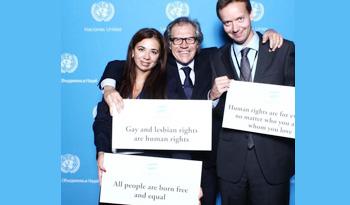Canciller Luis Almagro, representante permanente de Uruguay ante la ONU, Gonzalo Koncke y la consejera de la delegacion uruguaya, Gabriela Ortigosa