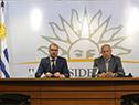 Juan Andrés Roballo y Miguel Ángel Toma en declaraciones a la prensa luego del Consejo de Ministros