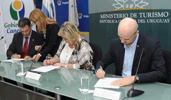 Yamandú Orsi, Liliam Kechichian y Antonio Carámbula