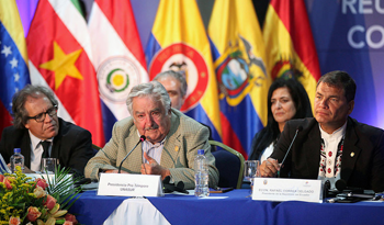 El Presidente José Mujica al recibir el mando temporal de la Unasur