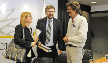 Gerardo Barrios, Diego Pastorín y Cristina Lustemberg en lanzamiento de la IX Semana de la Seguridad Vial