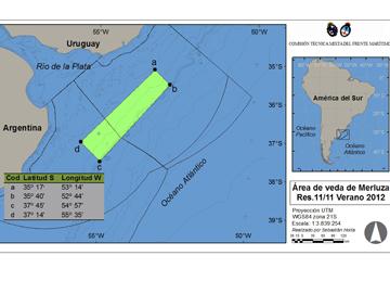 Gráfico que indica la zona común de pesca