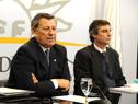 Álvaro García y Nin Novoa en conferencia de prensa luego del Consejo de Ministros