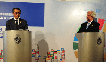 Director general de la Organización Mundial de la Salud, Tedros Adhanom Ghebreyesus, Y Presidente Tabaré Vázquez