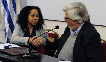 Embajadora de Estados Unidos, Julissa Reynoso. y ministro del Interior, Eduardo Bonomi