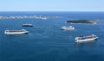 Cruceros en bahía de Maldonado. (Foto del Ministerio de Turismo)