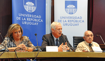 Rosa, Basso y Markarián en la Universidad de la República.