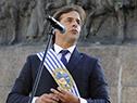 Presidente, Luis Lacalle Pou, en la plaza Independencia