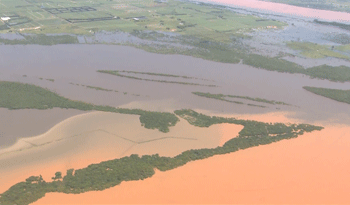 Vista aérea de río Uruguay