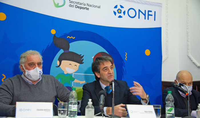Representantes de la SND, Pablo Ferrari y José Veloso y de la ONFI,Eduardo Mosegui.