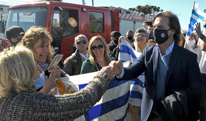 Lacalle Pou al llegar a la ciudad de Rocha