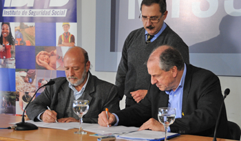 MInistro Ernesto Murro y presidente del BPS, Heber Galli