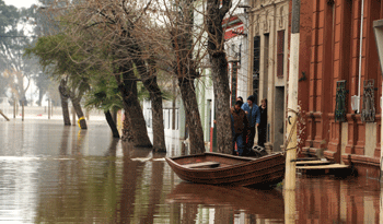 Zona de la ciudad de Paysandú afectada por las inundaciones