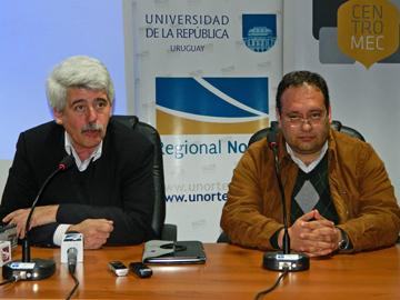 Ministro Brenta y el coordinador regional de MTSS, Guillermo Caraballo, en Regional Norte de la Udelar