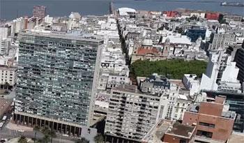 Vista aérea del barrio Ciudad Vieja, Montevideo