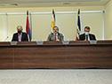 Conferencia de prensa en Torre Ejecutiva de Uriarte, Bustillo, Salinas y Arizti