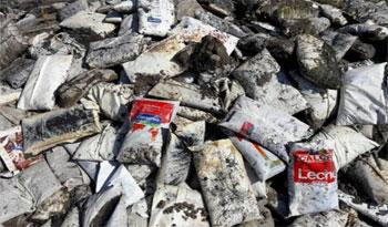 Bolsas de leche inutilizadas en playa Capurro