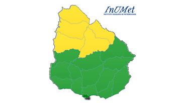 Mapa con actualización de Inumet