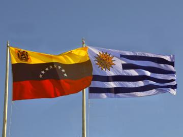 Banderas de Uruguay y Venezuela