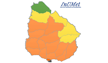 Gráfico con advertencia de Inumet