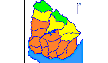 Mapa de zona comprendida en advertencia naranja por tormentas fuertes