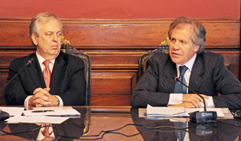 Canciller de Brasil, Luiz Figueiredo, junto a canciller de Uruguay, Luis Almagro
