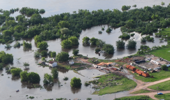 Vista aérea de inundaciones en Ciudad de la Costa
