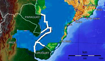 Mapa de región de acuífero Guaraní