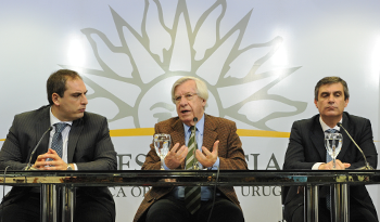 Subsecretario del MEF, Pablo Ferreri, Ministro de Economía y Finanzas, Danilo Astori y director de la OPP, Álvaro García