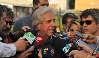 Presidente Tabaré Vázquez en declaraciones a al prensa en Salto