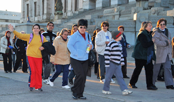 Participantes de turismo social. Foto de archivo