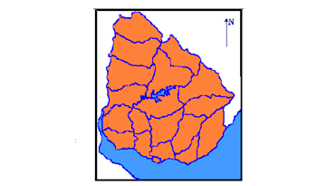 Mapa de Uruguay con nivel de advertencia