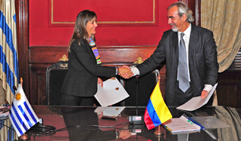 Vicecanciller Luis Porto y viceministra de Relaciones Exteriores de Colombia, Patti Londoño
