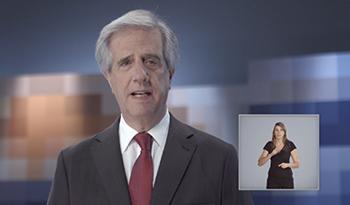 Presidente de la República, Tabaré Vázquez, en transmisión simultánea de radio y televisión