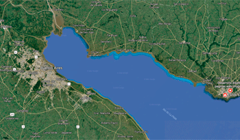 Imagen satelital del Río de la Plata (extraída de Google Maps)