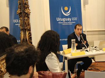 Director de Uruguay XXI, Andrés Peláez, en la presentación del informe “Huella de Carbono y su impacto en las exportaciones de Uruguay”