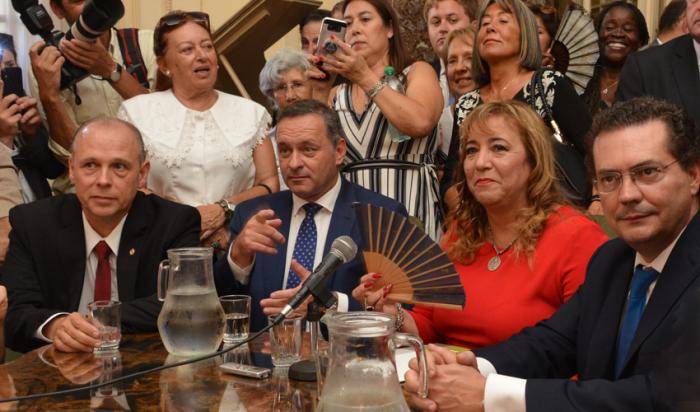 Tabaré Hackenbruch, Álvaro Delgado, Irene Moreira y Rodrigo Ferrés