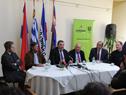 Conferencia de prensa de Mario Bergara y del secretario iberoamericano, Enrique Iglesias