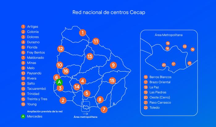 Mapa con ubicación de los cecap