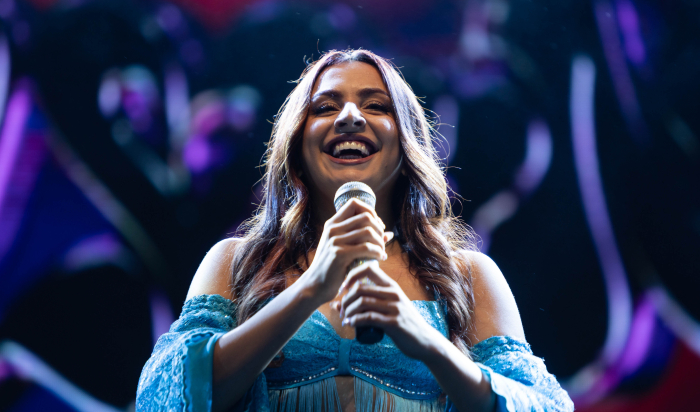 La cantante de plena Luana, durante su actuación en Fray Bentos