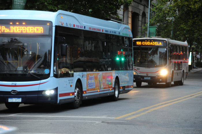 Buses en el barrio Centro, en Montevideo