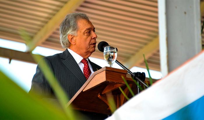 Ministro de Ganadería, Agricultura y Pesca, Fernando Mattos, durante la oratoria