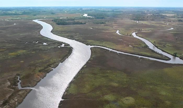 Vista aérea del río Santa Lucía