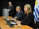 Canciller Rodolfo Nin Novoa y alta representante para Asuntos Exteriores de la Unión Europea, Federica Mogherini, en conferencia de prensa