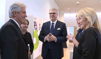 Presidente Tabaré Vázquez en visita a sede central de UPM en Finlandia