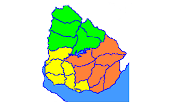 Mapa de Uruguay con niveles de advertencia