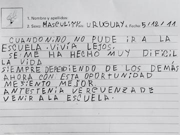 Hoja escrita por alfabetizados