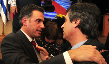 Intendente de Canelones, Yamandú Orsí, y director de OPP, Álvaro García
