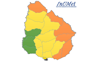 Mapa de riesgo metereológico de Inumet